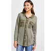 Tribal Womens Vintage Wash Button-Up Shacket