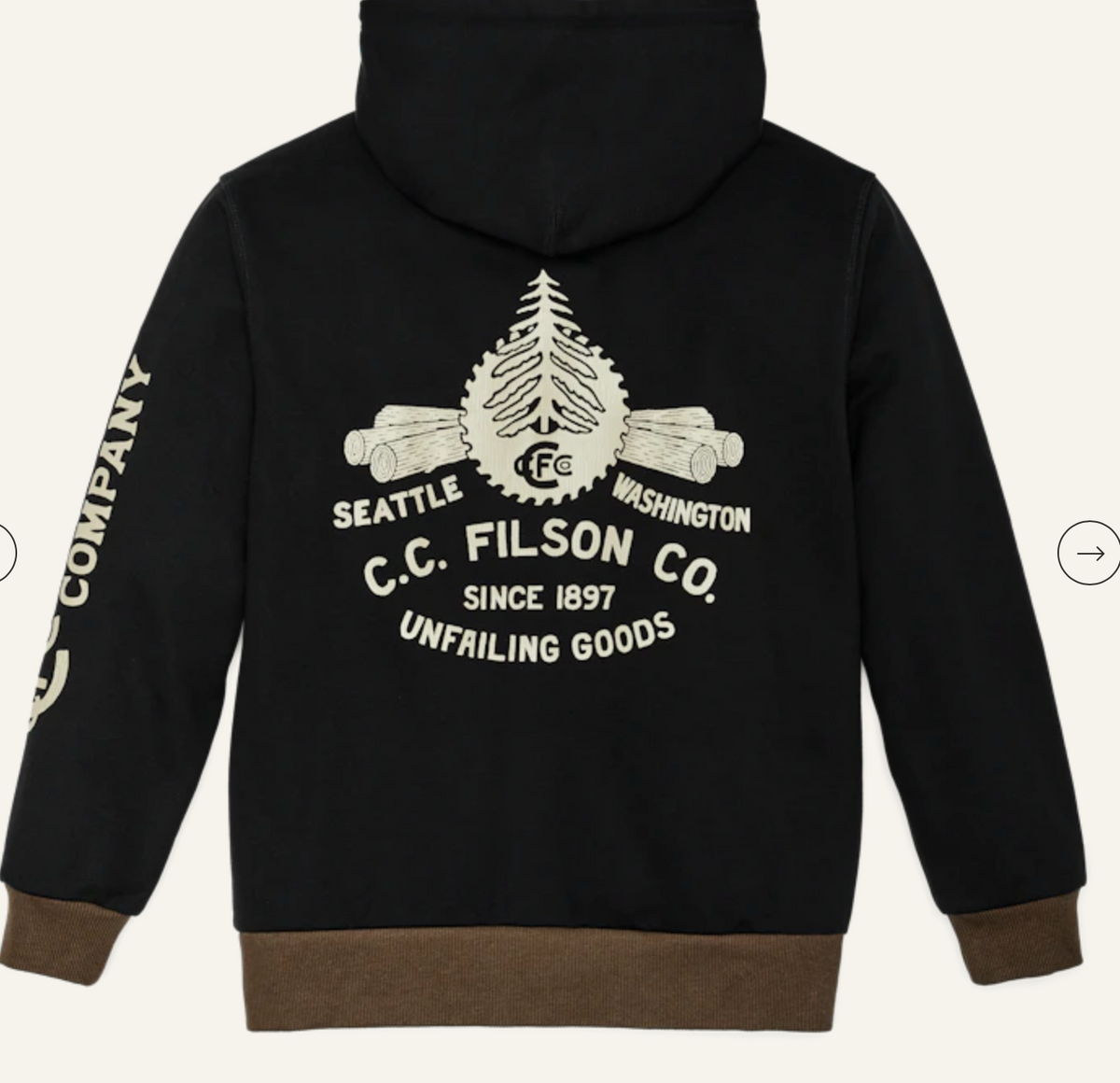 Filson Mens Prospector Graphic Hoodie - Black Log Mill