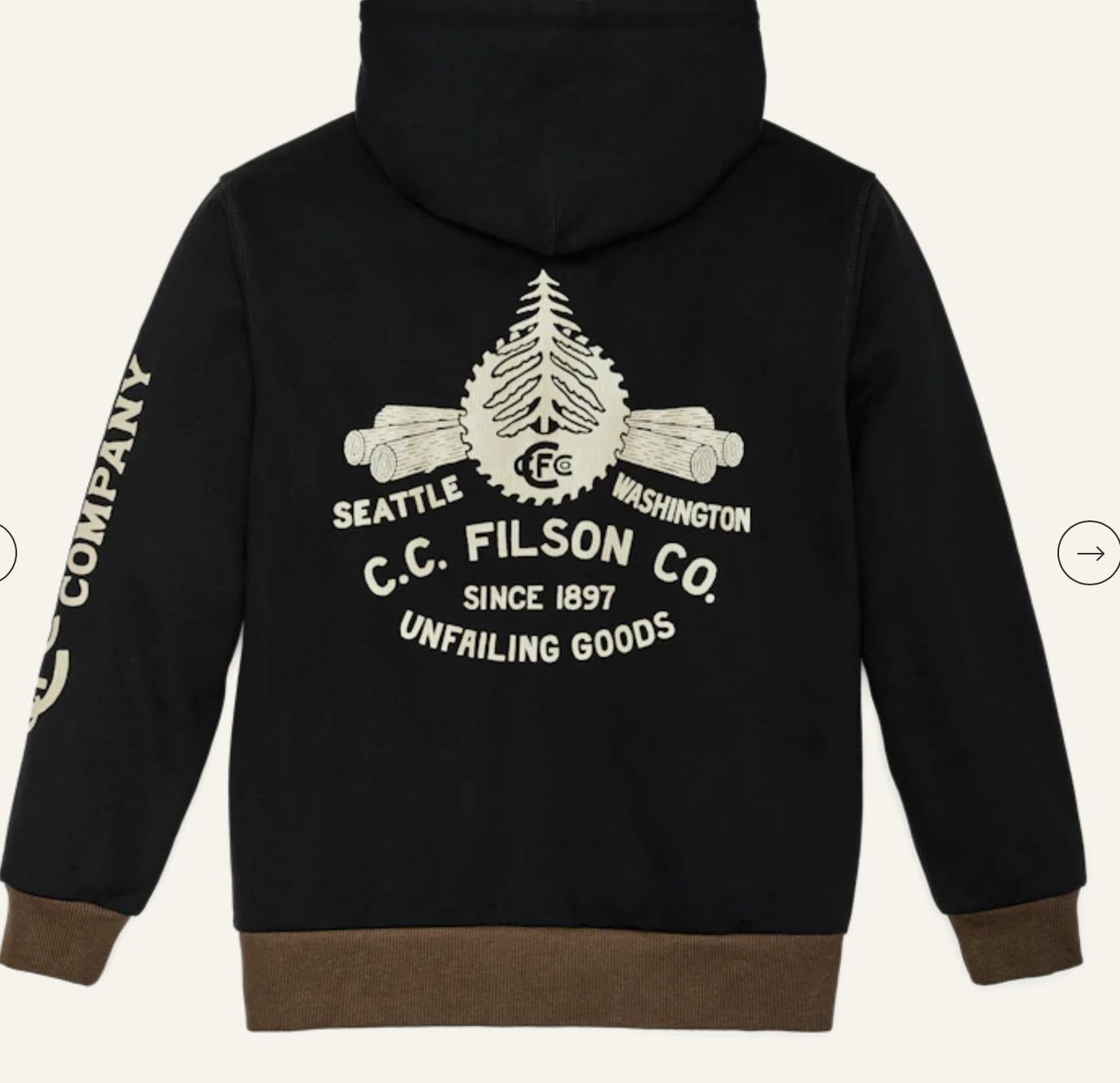 Filson Mens Prospector Graphic Hoodie - Black Log Mill