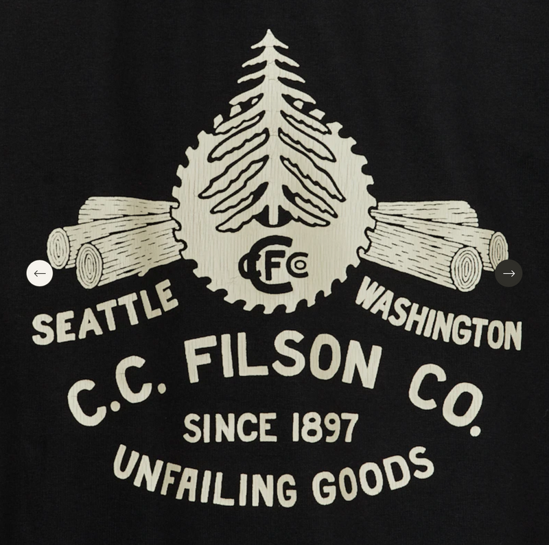 Filson Mens Prospector Graphic Hoodie - Black Log Mill