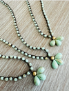 Twist Style Triple Mint Drop Necklace with Knotted Crystal