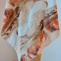 Tirzah Lane Art Tencel and Silk Scarf - Bison and Mountain Range Western