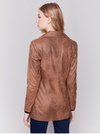 Charlie B Womens Vintage Texture Faux Suede Long Jacket- Truffle