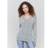 Charlie B Womens Cold Dye Cable Knit Sweater