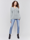 Charlie B Womens Cold Dye Cable Knit Sweater