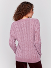 Charlie B Womens Cold Dye Cable Knit Sweater - Cabernet