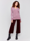 Charlie B Womens Cold Dye Cable Knit Sweater