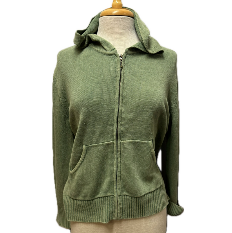 PBJ Womens Hoodie Zip Cotton Cardigan - Sage