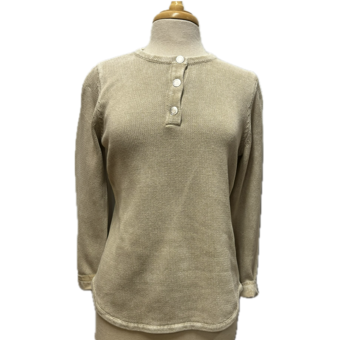 PBJ Womens Henley Collar Sweater - Cashmere Tan