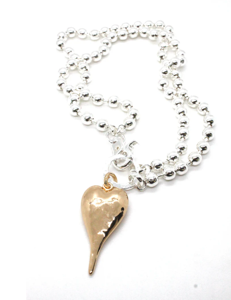 Lizou Convertible Heart Necklace - Long Gold Heart