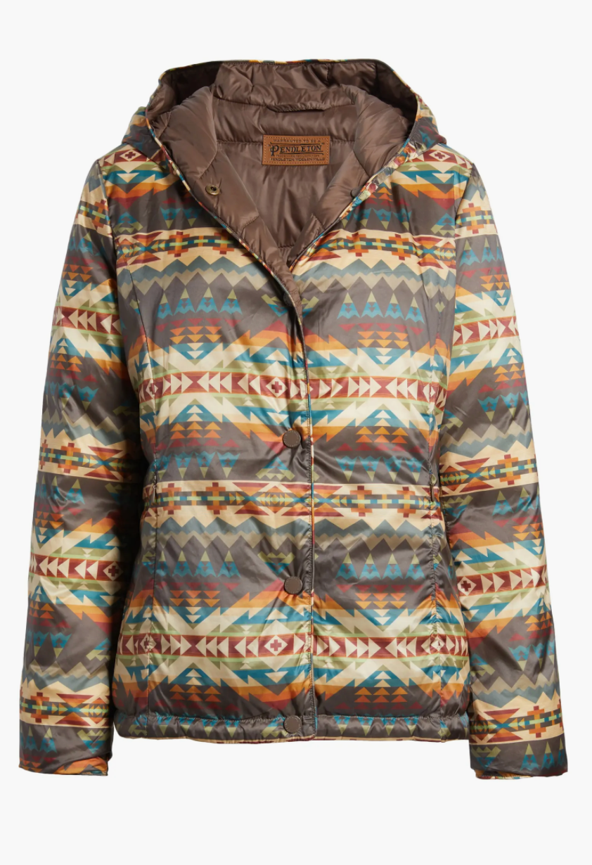 Pendleton Womens Sula Reversible Hooded Down Jacket – Bob's Pendleton Womens Sula Reversible Hooded Down Jacket – Bob's