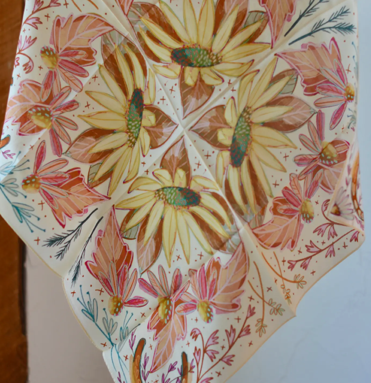 Tirzah Lane Art Tencel and Silk Scarf - Lucky Wildflowers Vibrant Western