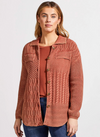 Tribal Womens Patchwork Shacket with Contrast Buttons