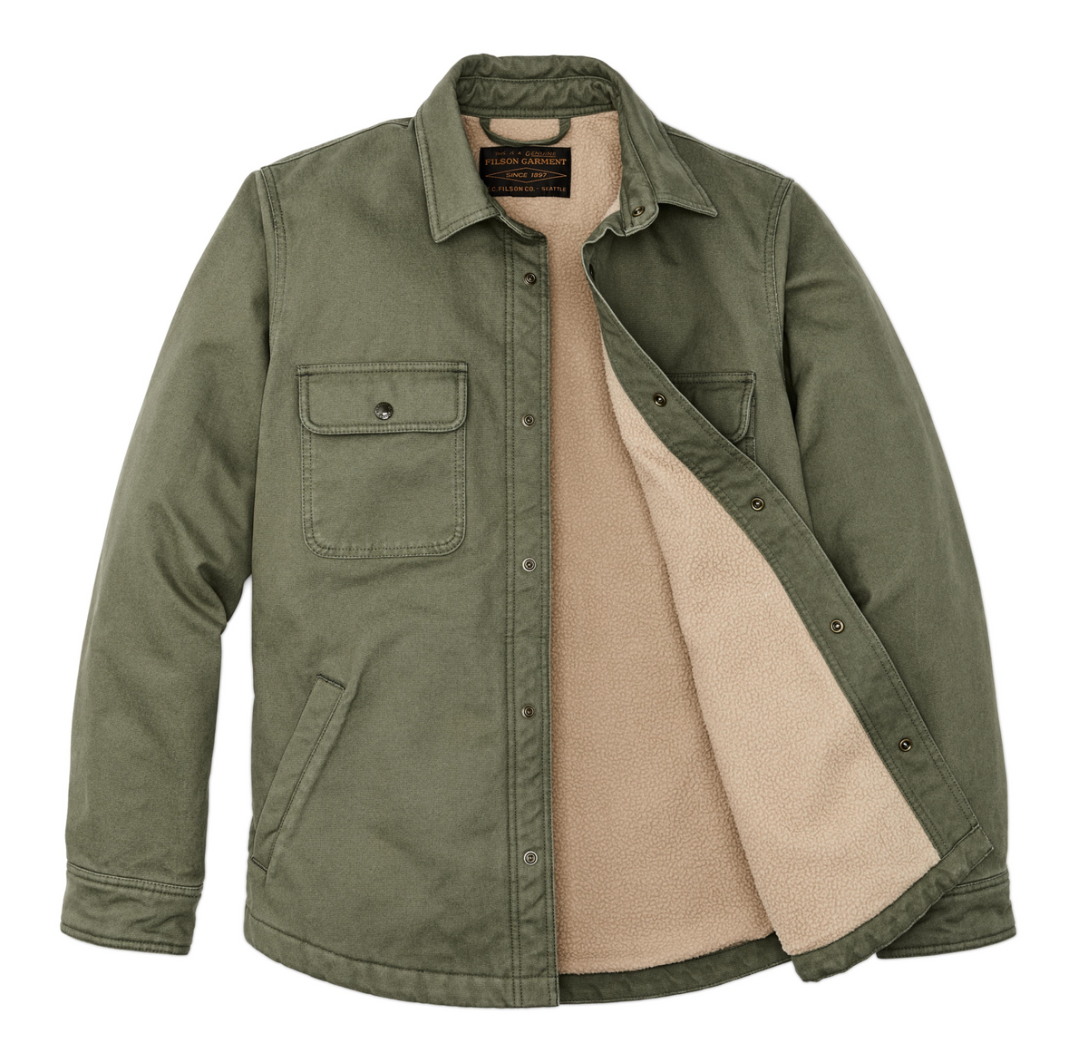 Filson Mens Fleece Lined Jac-Shirt - Service Green