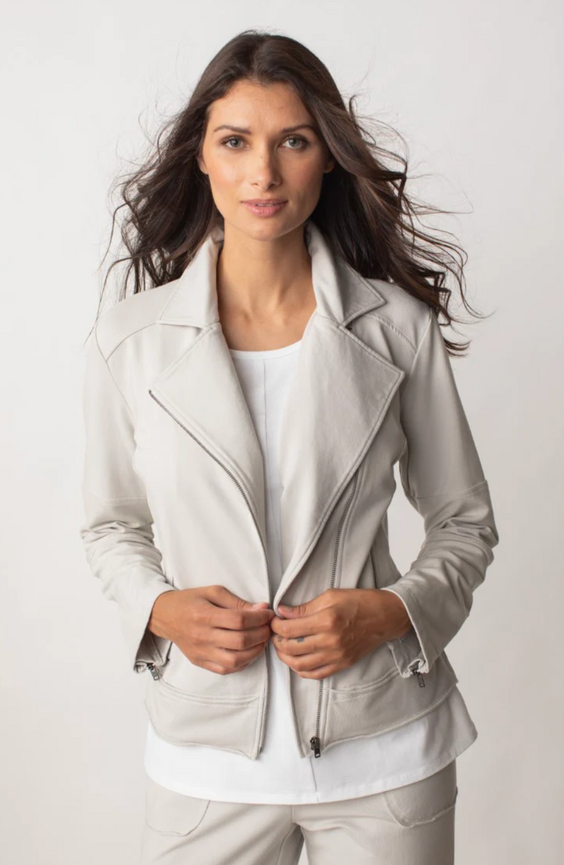 Habitat Liv Womens Modal Fleece Moto Jacket - Winter White