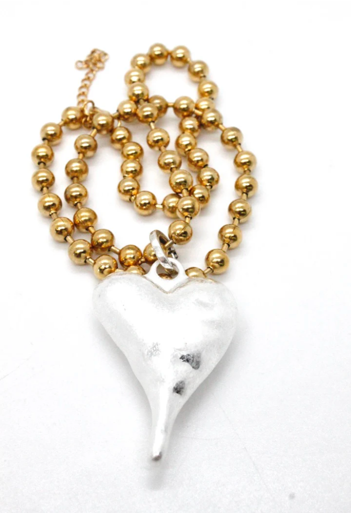 Lizou Single Gold Strand Heart Necklace - Chunky Heart