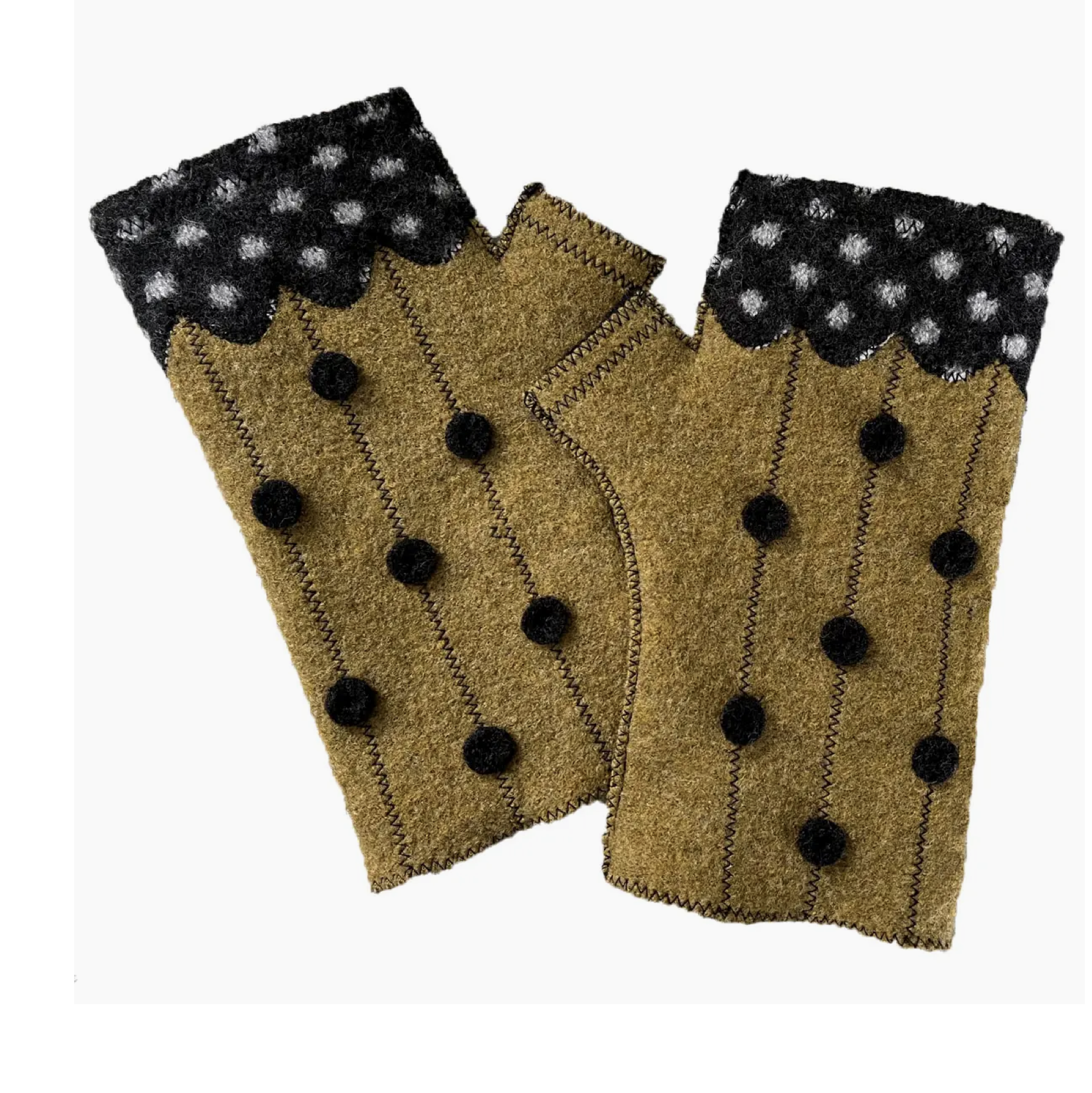Woolflower Womens Prairie Dot Wool Fingerless Gloves