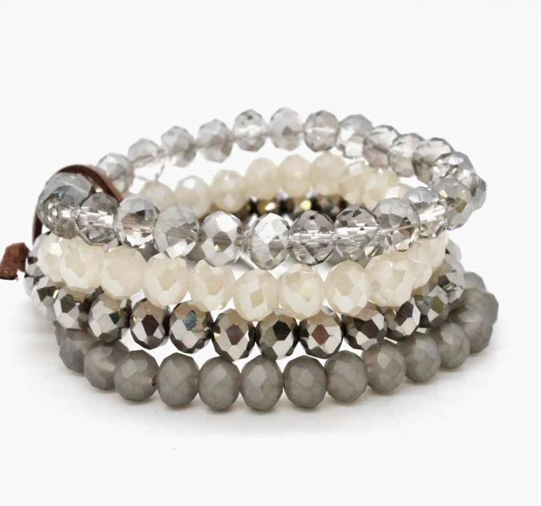 Lizou Set of 4 Glass Stack Bracelet