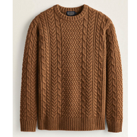 Pendleton Mens Wool Fisherman Sweater - Carmel Heather