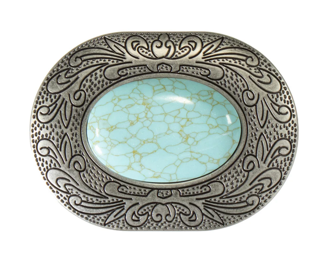 Blazin Roxx Oval Faux Turquoise Stone Scroll