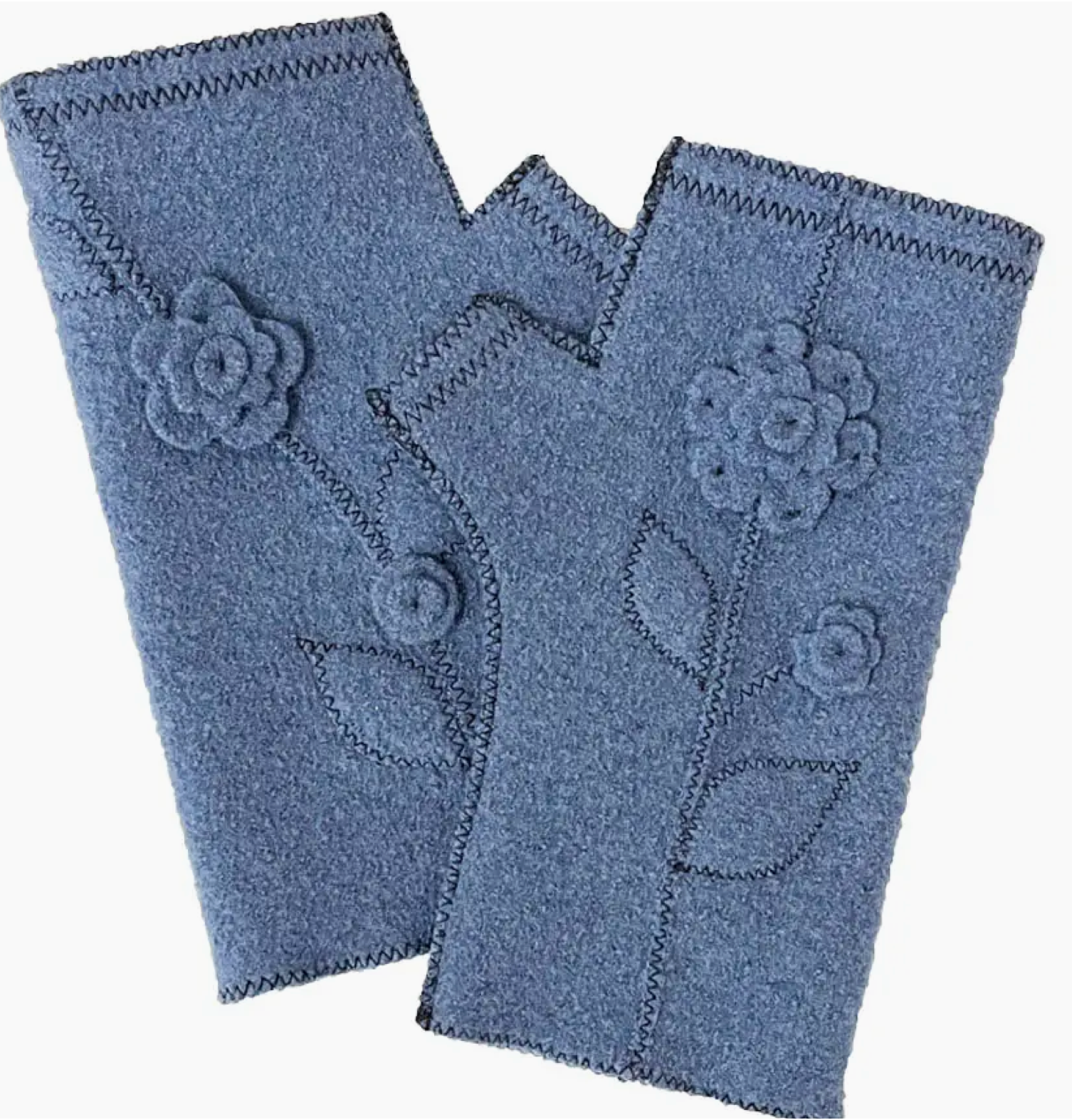 Woolflower Womens Cornflower Wool Fingerless Gloves
