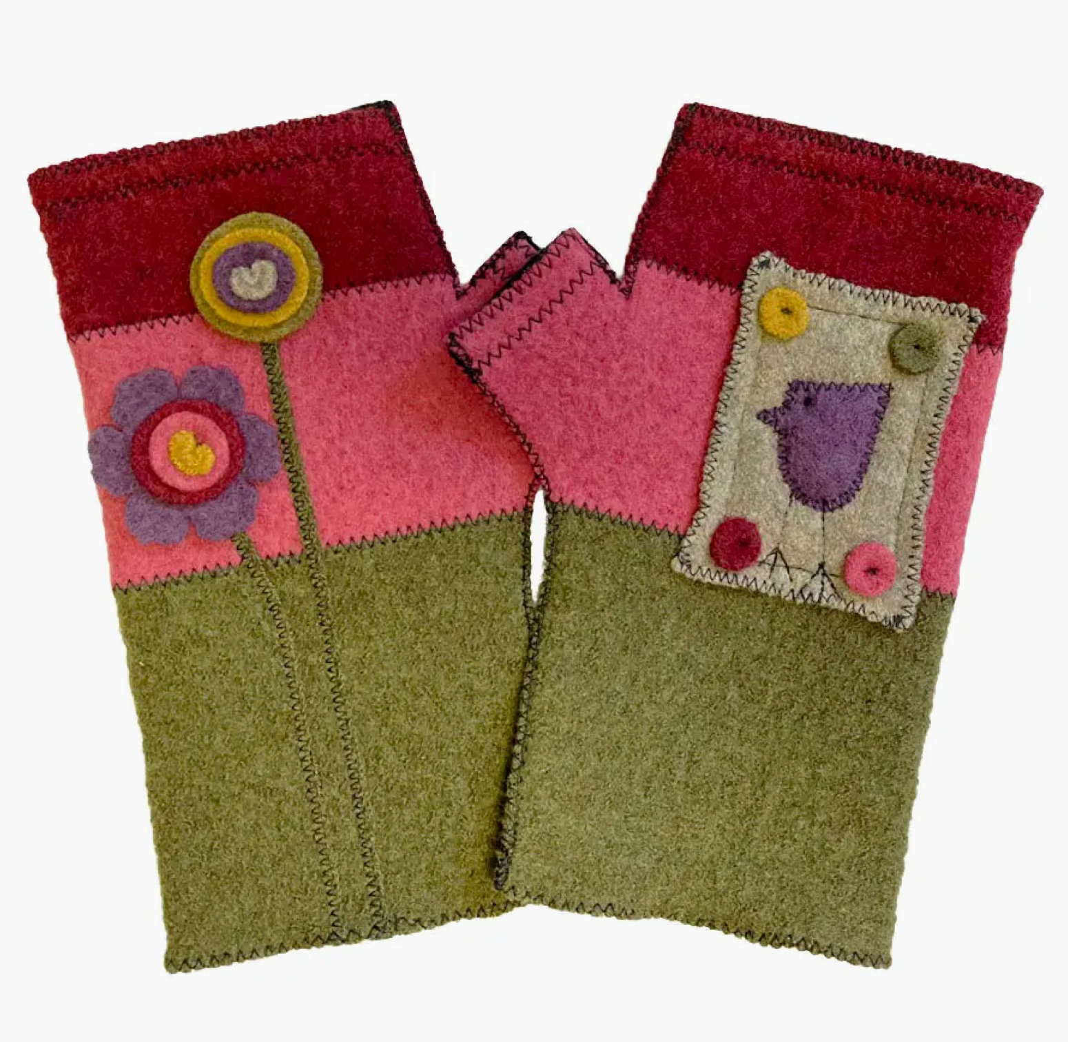 Woolflower Womens Plum-Full Wool Fingerless Gloves