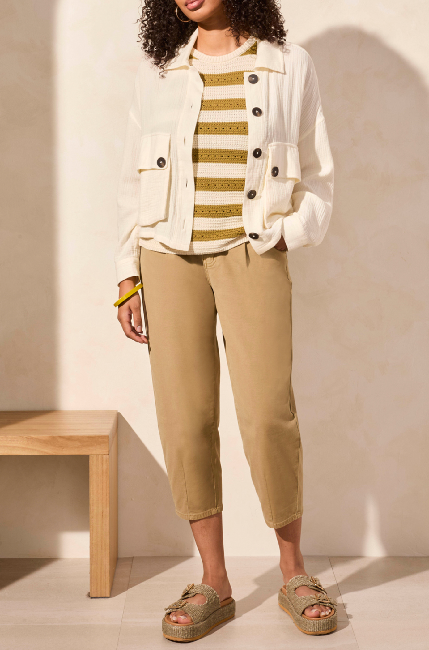 Tribal Womens Cotton Gauze Button-Up Jacket