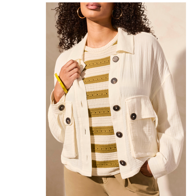 Tribal Womens Cotton Gauze Button-Up Jacket