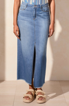 Tribal Full Length Slit-Accent Denim Skirt