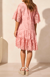 Tribal Cotton Eyelet Ruffle Short Sleeve Tiered Dress - Bob's Outdoor