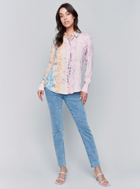 Charlie B Womens Printed Long Sleeve Blouse