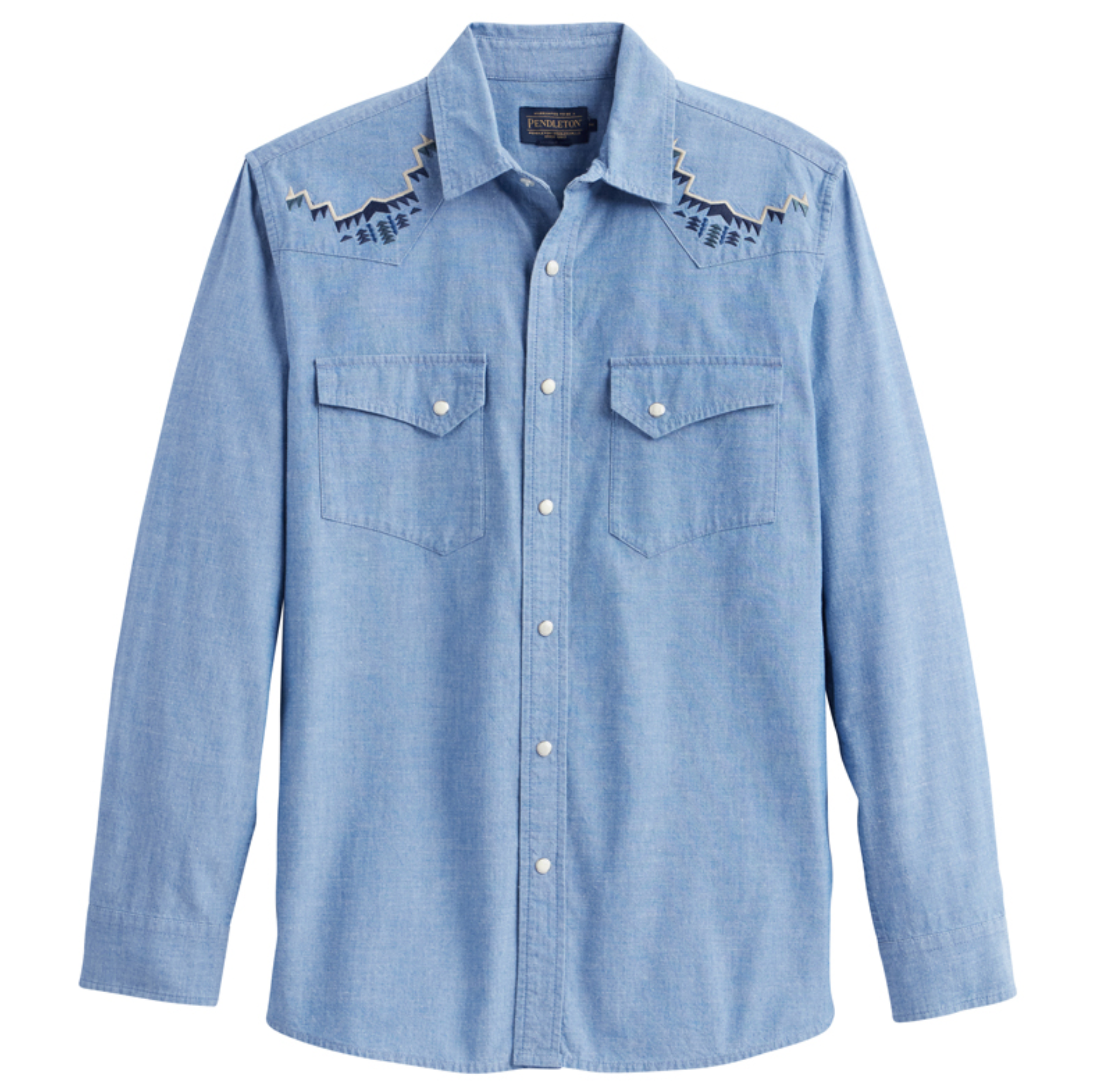 Pendleton Mens Harding Embroidered Gambler Chambray Shirt