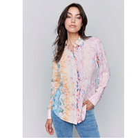 Charlie B Womens Printed Long Sleeve Blouse