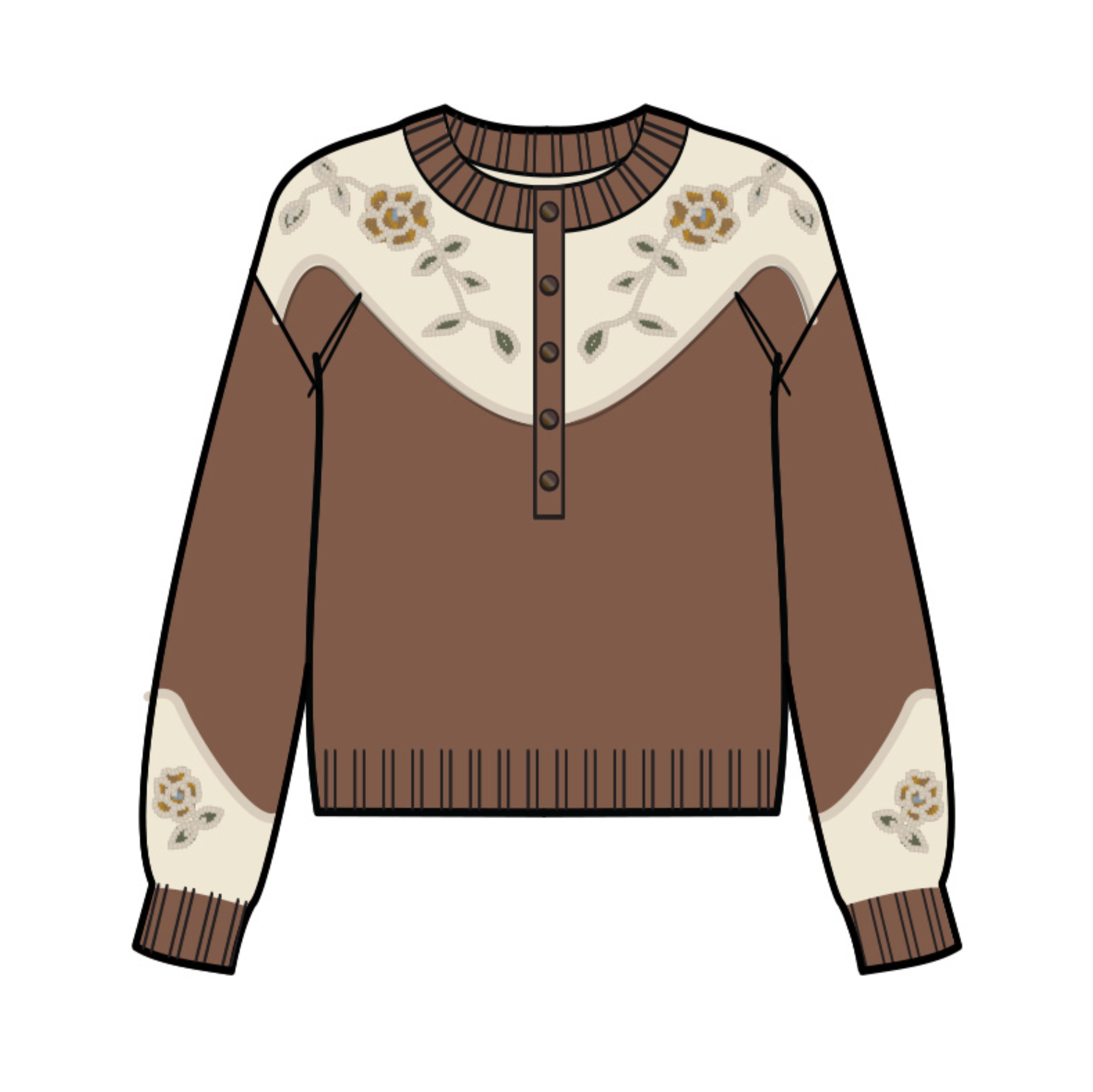Pendleton Womens Western Floral Henley Sweater