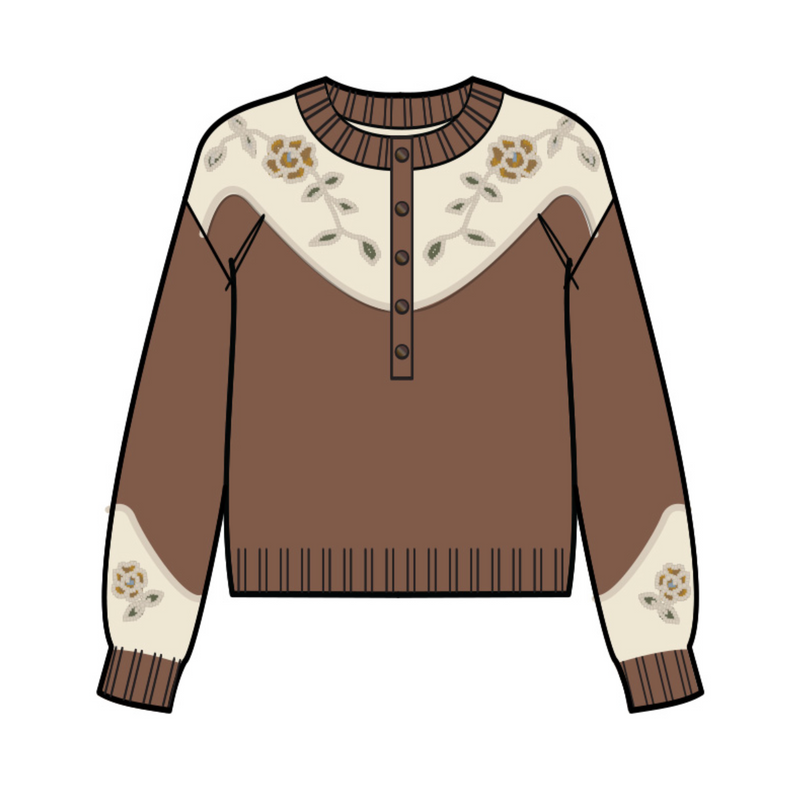 Pendleton Womens Western Floral Henley Sweater