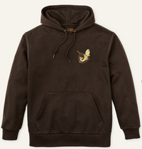 Filson Mens Prospector Embroidered Hoodie - Dark Brown Fishing