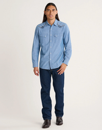 Pendleton Mens Harding Embroidered Gambler Chambray Shirt