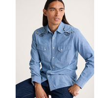 Pendleton Mens Harding Embroidered Gambler Chambray Shirt