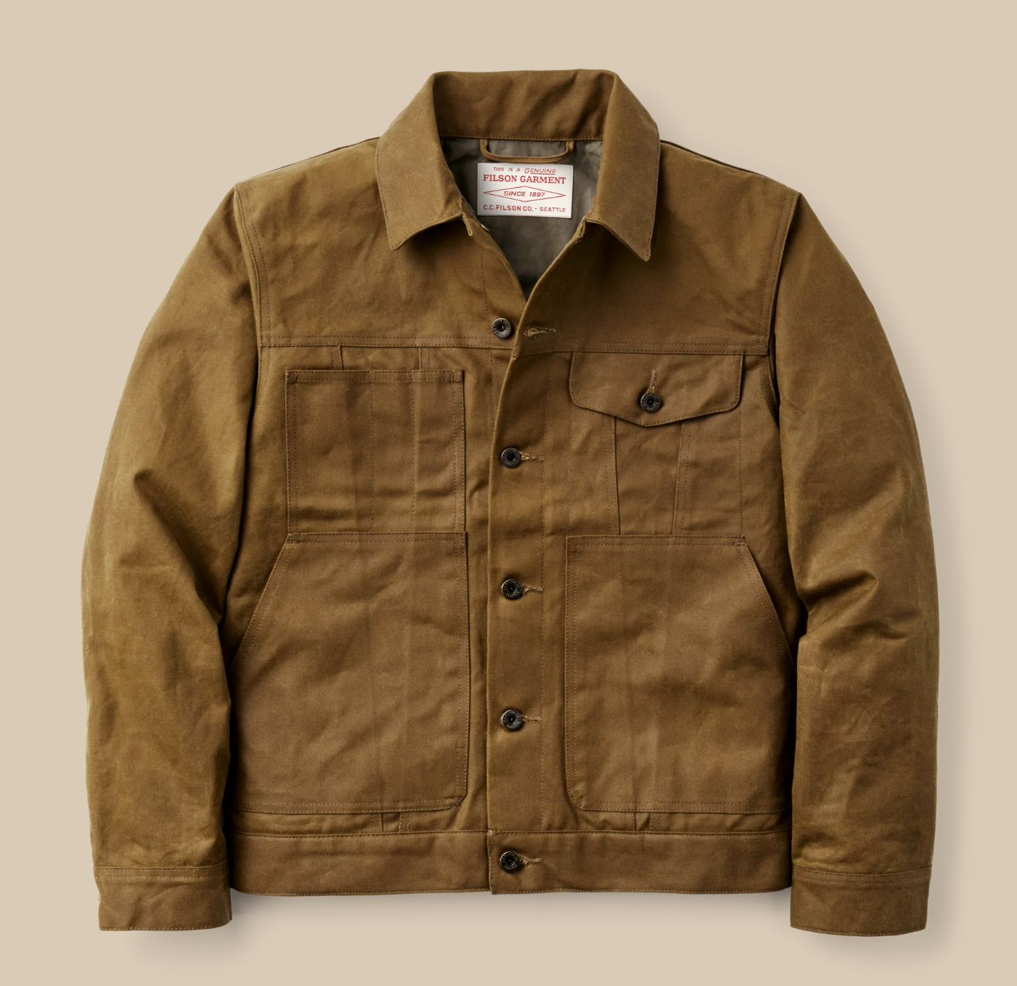 Filson Mens Short Lined Tin Cloth Cruiser Jacket