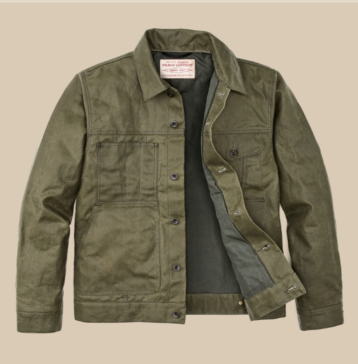 Filson Mens Short Lined Tin Cloth Cruiser Jacket