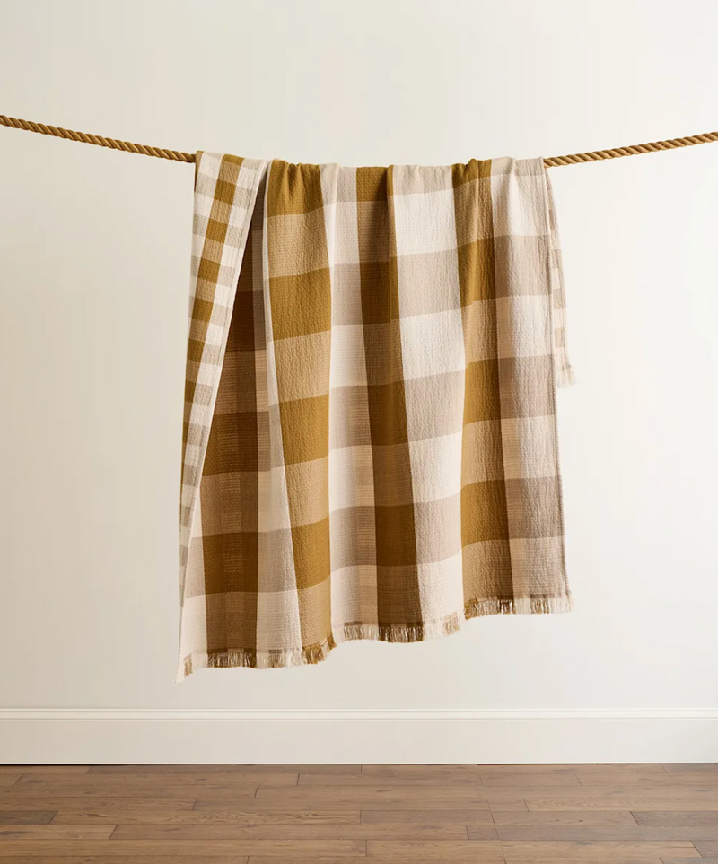 Pendleton Block Plaid Organic Cotton Fringed Throw