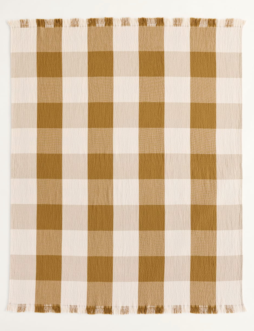 Pendleton Block Plaid Organic Cotton Fringed Throw