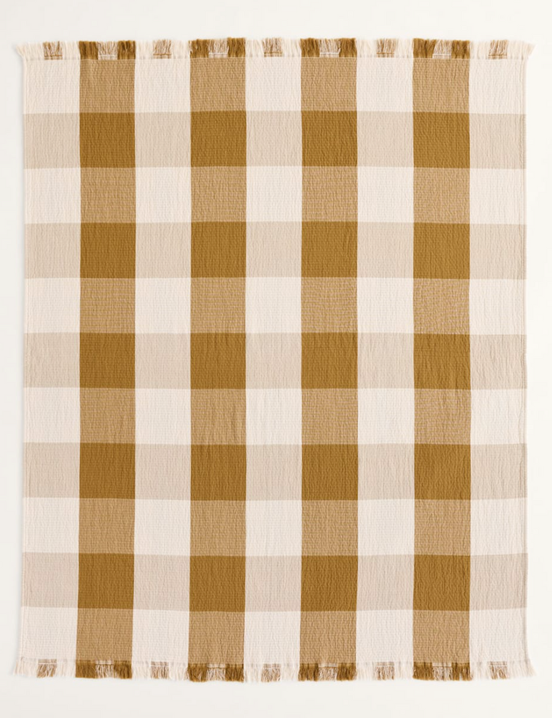 Pendleton Block Plaid Organic Cotton Fringed Throw