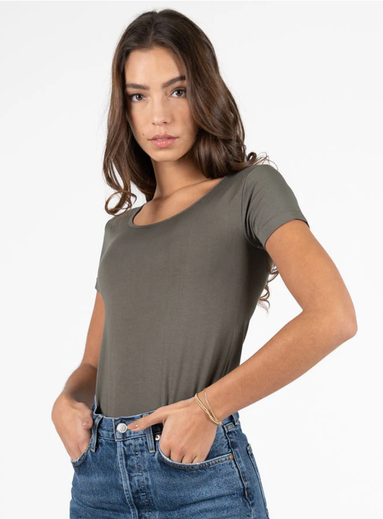 C'est Moi Bamboo SS Scoop Neck Top