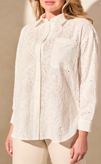 Tribal Womens Eyelet Embroidered Shirt