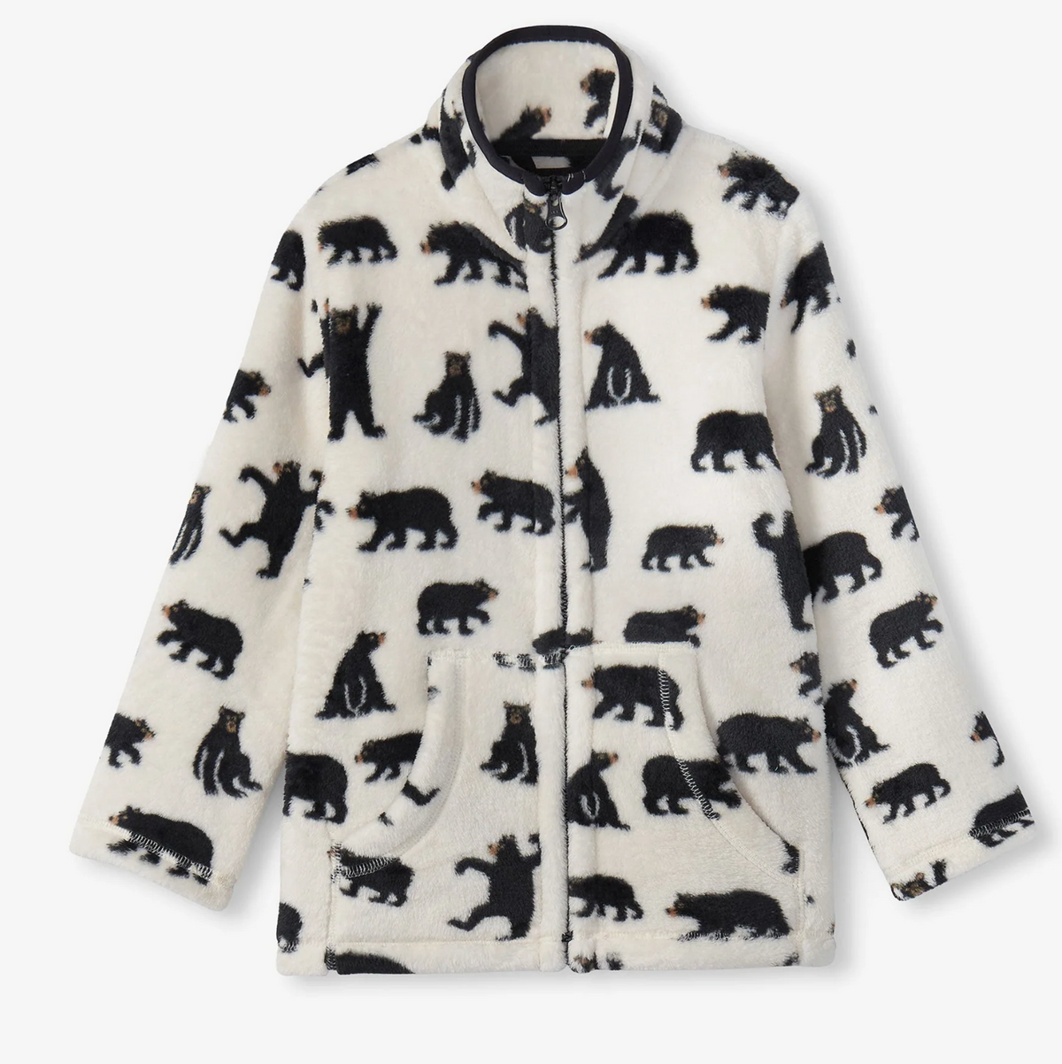 Little Blue House Kids Black Bears on Natural Fleece Zip Up - Bob's Outdoor