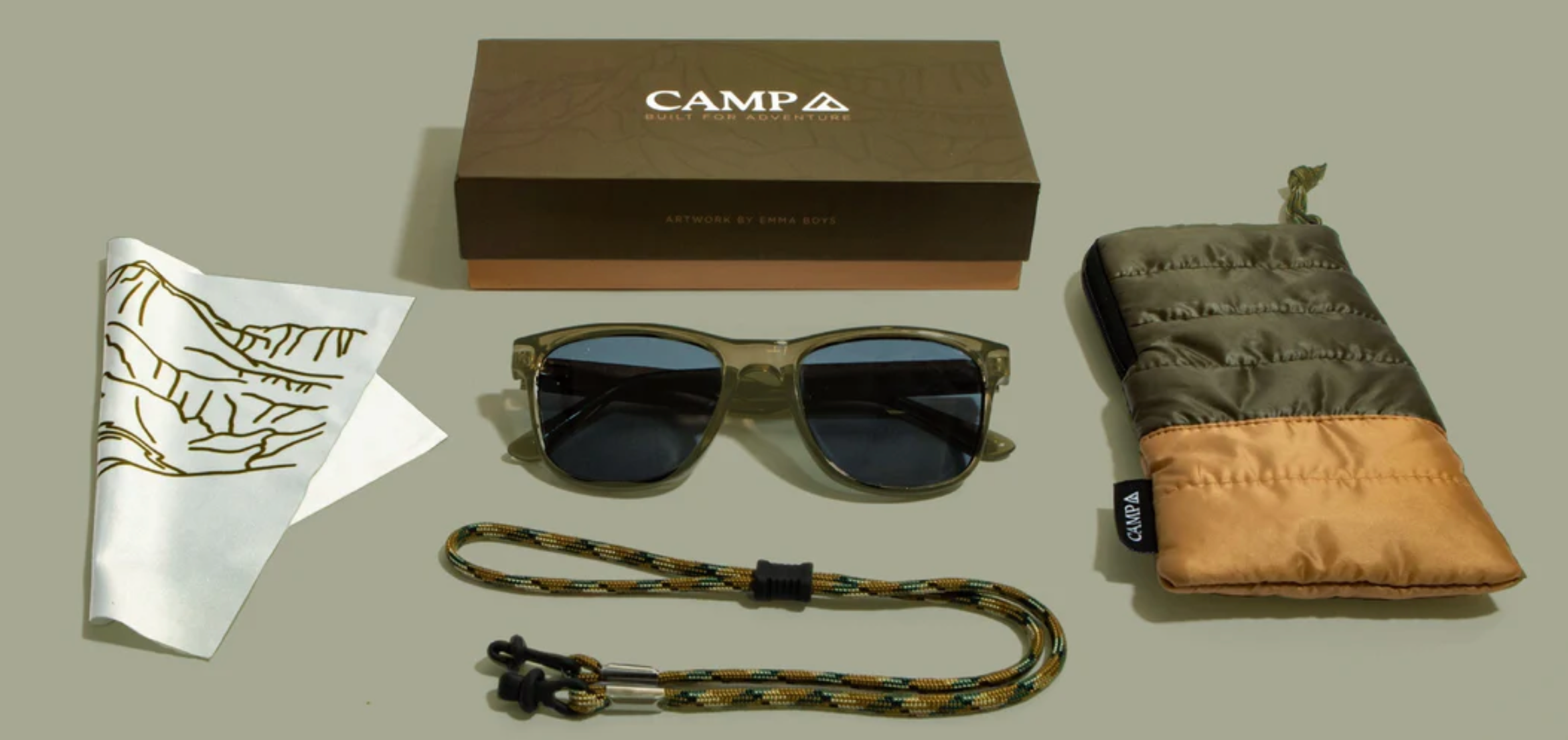 Trail Sunglasses - Moss / Glacier Engraved  / Grey Polarized