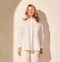 Tribal Womens Eyelet Embroidered Shirt