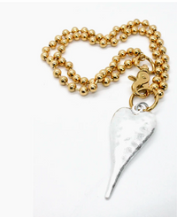 Lizou Convertible Double Strand Gold Chain Necklace - Extra Large Heart