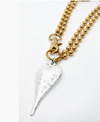 Lizou Convertible Double Strand Gold Chain Necklace - Extra Large Heart